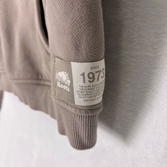 Roots Canada Brown Hooded Pullover Cotton/Poly Blend Semi Cropped Sweatshirt Siz - Picture 6 of 13
